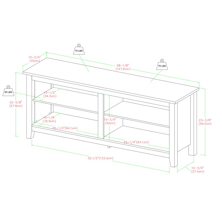 Foster Light Oak TV Unit with 4 Open Shelves -TV's up to 60"