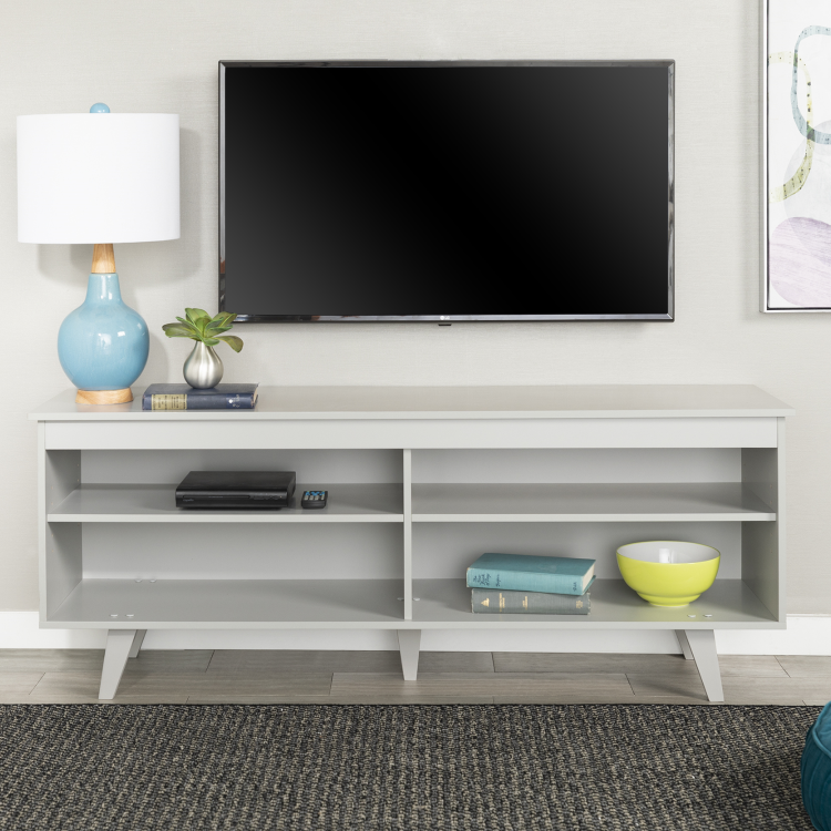 Foster Grey Wooden TV Unit with Open Shelves - TV's up to 60"