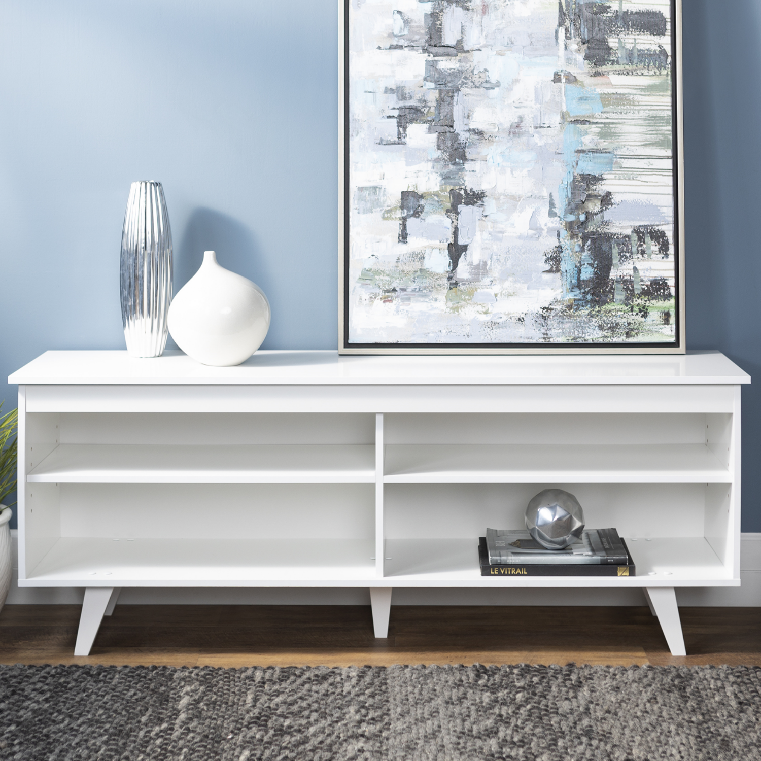 White Wooden TV Unit with Storage - Foster - TV's up to 60