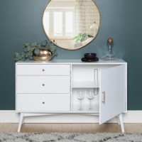 White Solid Wood Sideboard with Storage - Foster