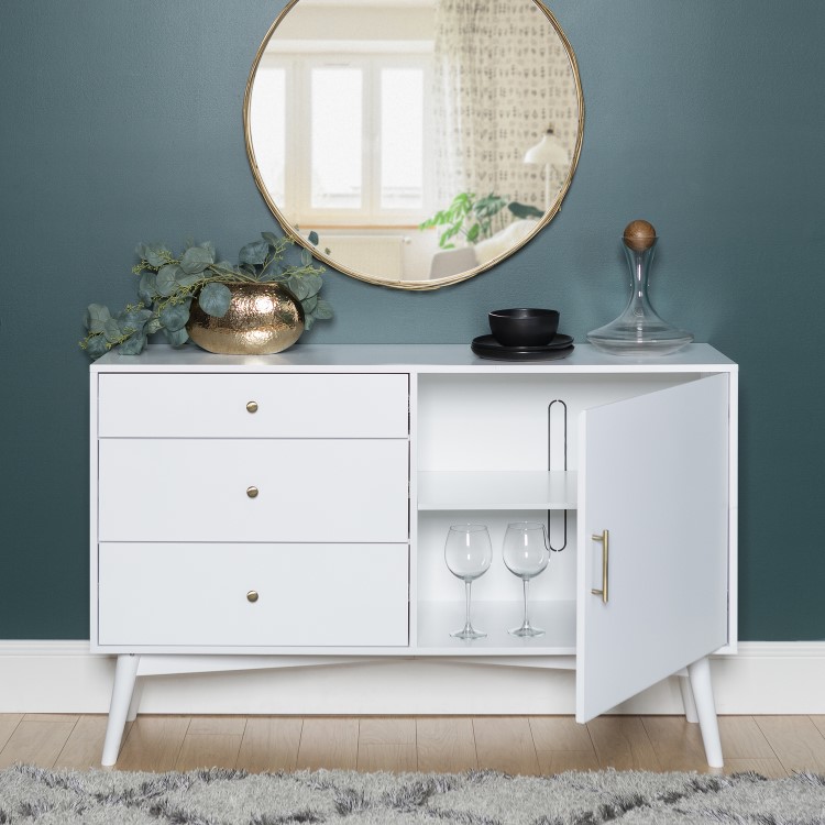 White Solid Wood Sideboard with Storage - Foster
