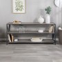 Low Grey Wood Effect and Metal Open Bookcase - Foster