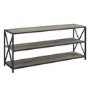 Low Grey Wood Effect and Metal Open Bookcase - Foster
