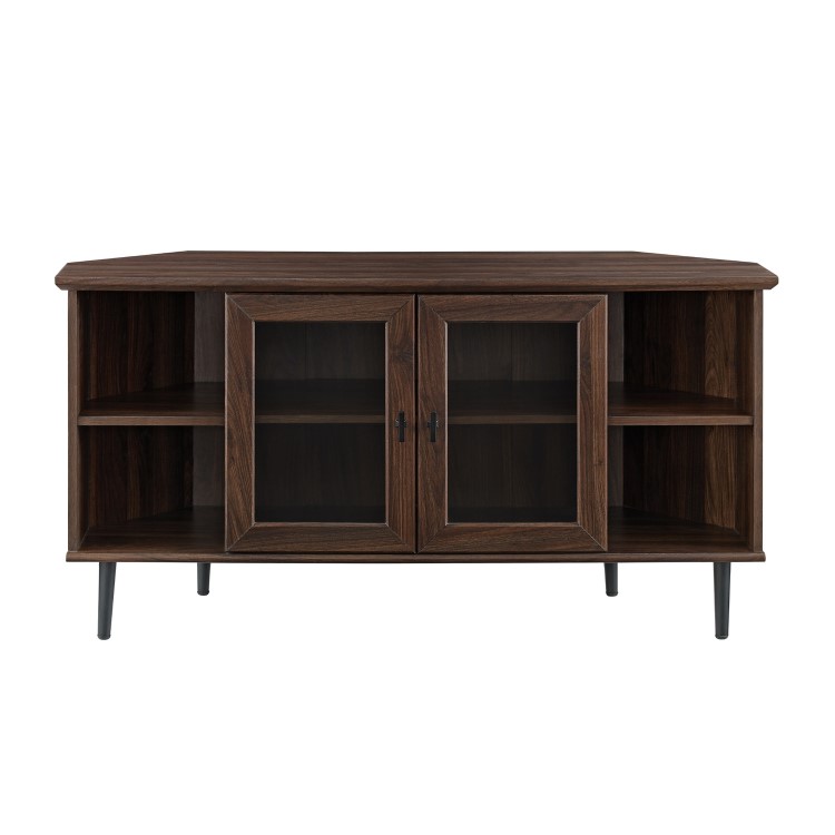 Walnut Effect Corner TV Unit with Storage - TVs up to 52" - Foster
