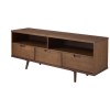 Dark Solid Pine TV Unit with Open Shelves &amp; Storage - TVs up to 64&quot; - Foster