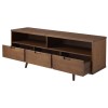 Dark Solid Pine TV Unit with Open Shelves &amp; Storage - TVs up to 64&quot; - Foster