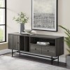 Grey Wash &amp; Black TV Unit with Storage - TVs up to 66&quot; - Foster