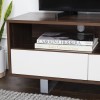 Dark Wood TV Unit with White Drawers - TVs up to 66&quot; - Foster