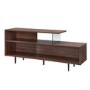 Walnut Effect Open TV Stand with Glass Panels - TVs up to 66" - Foster