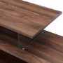 Walnut Effect Open TV Stand with Glass Panels - TVs up to 66" - Foster