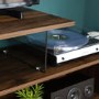 Walnut Effect Open TV Stand with Glass Panels - TVs up to 66" - Foster