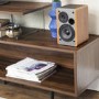 Walnut Effect Open TV Stand with Glass Panels - TVs up to 66" - Foster