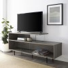 Grey Wash TV Stand with Open Shelves &amp; Glass Panels - TVs up to 60&quot; - Foster