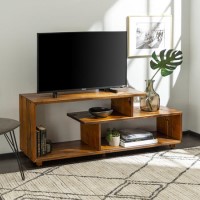 Foster TV Unit in Wood & Open Shelves