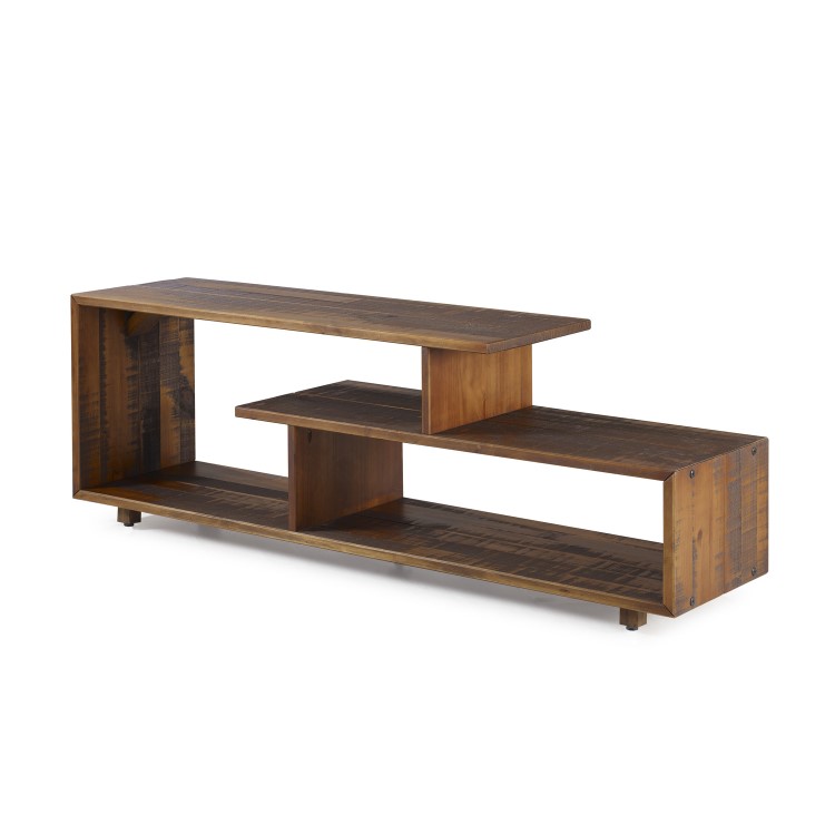 Foster TV Unit in Wood & Open Shelves