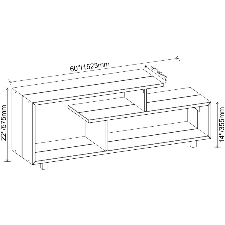 Foster TV Unit in Wood & Open Shelves