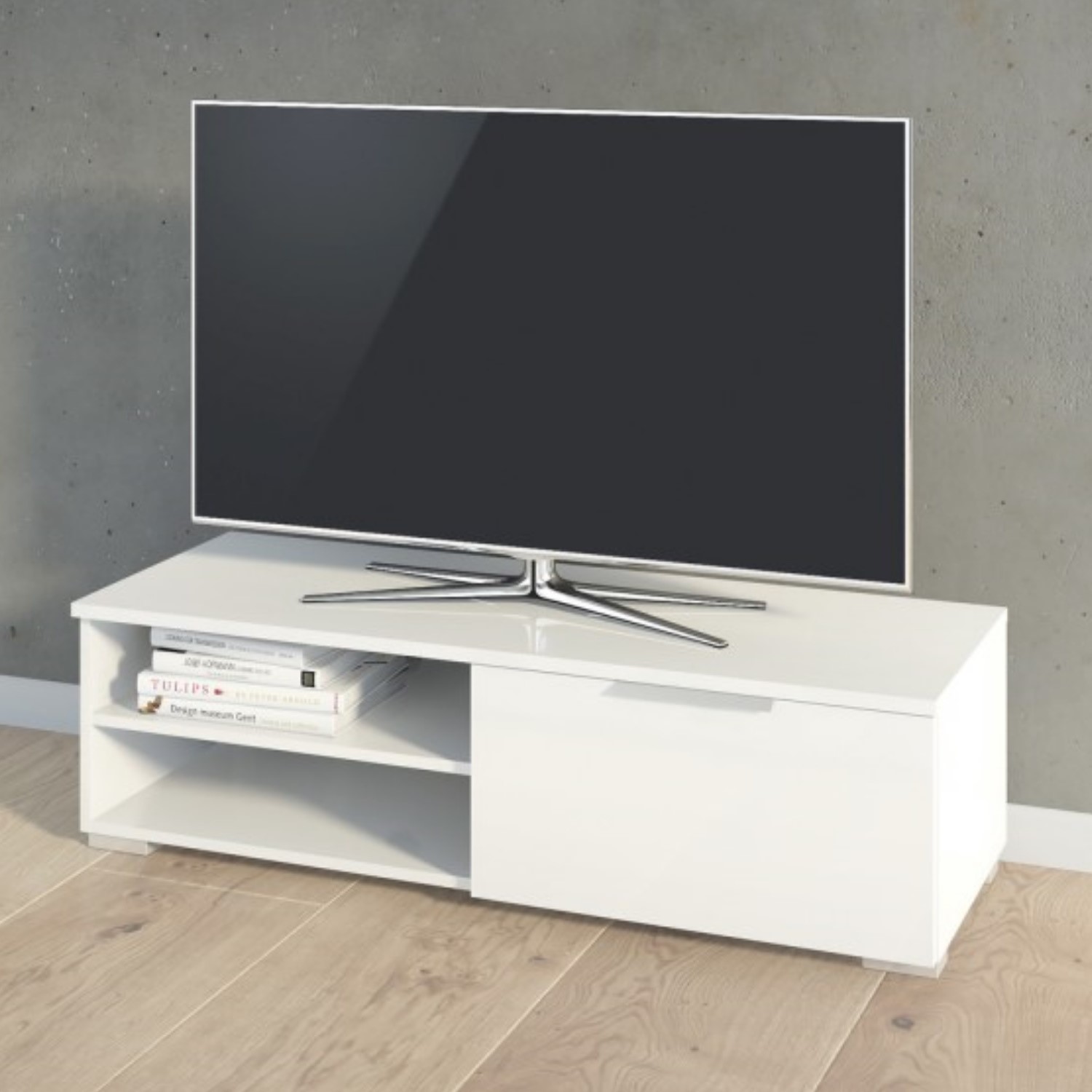 Small White High Gloss TV Unit - TV's up to 50