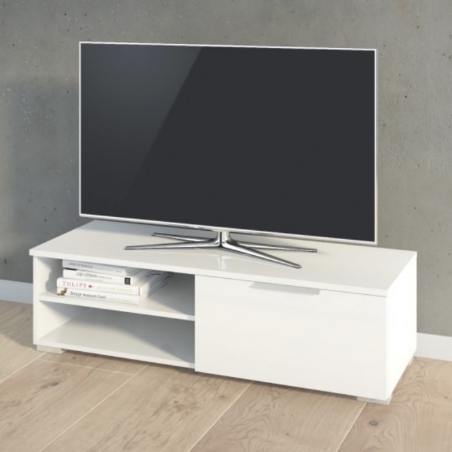 Small TV Unit with Storage in White - TV's up to 50" - Match