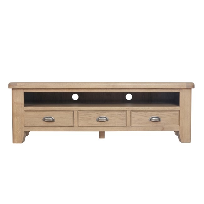Large Smoked Oak TV Stand with Storage