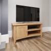 Bourton Solid Oak TV Unit with Cupboard &amp; Open Shelves