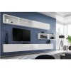 White High Gloss Floating TV Unit with Top Open Shelves - Neo