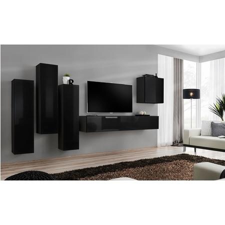 Black Floating TV Unit with Storage - Neo