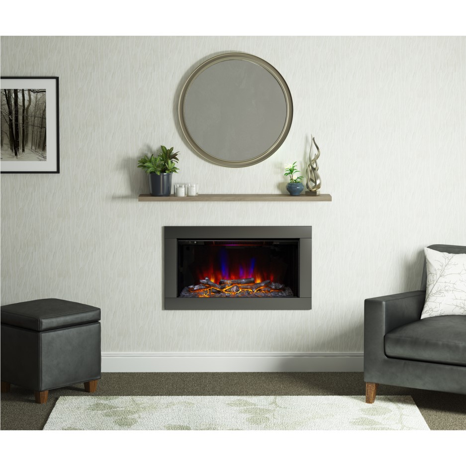 Inset Electric Fire in Black Nickel Avella FOL102294 Appliances Direct