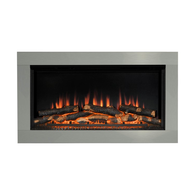 Be Modern Flare Avella Brushed Steel Inset Electric Fire 34 Inch