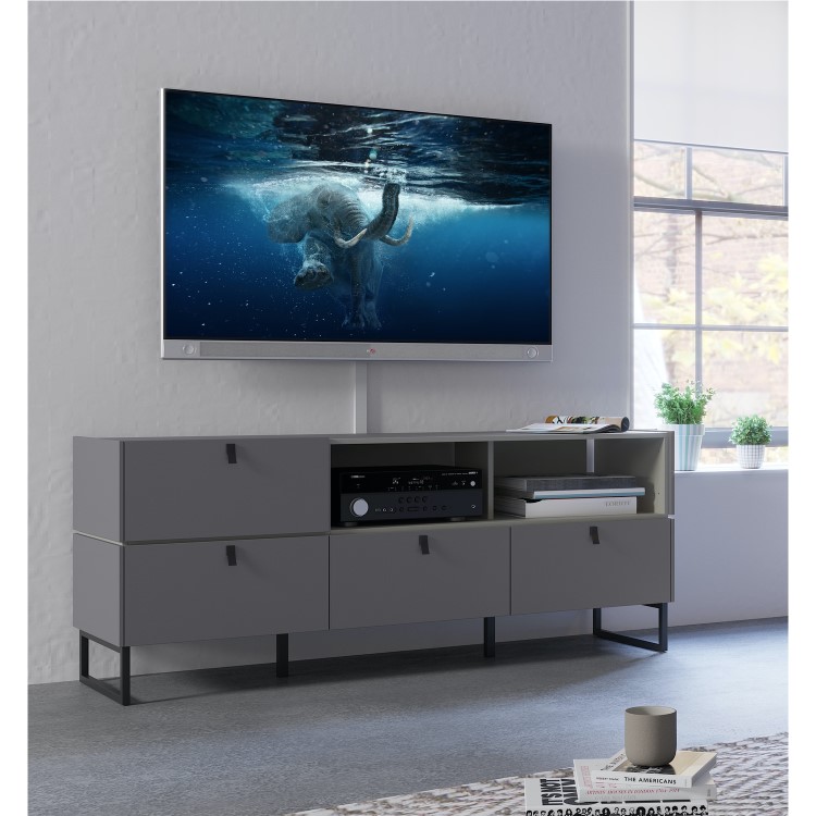 Wide Grey TV Stand with Storage - TV's up to 70" - Mamiko