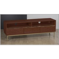 Dark Mango Wood TV Unit with Gold Legs - Artisan House