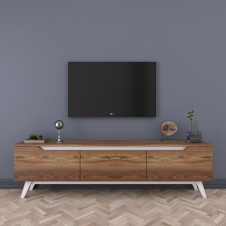 White and Walnut TV Unit