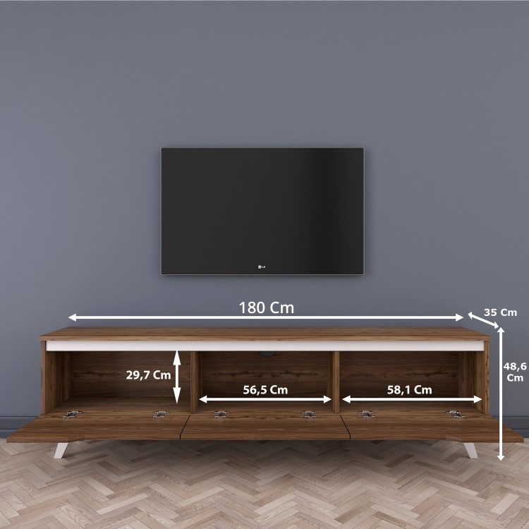White and Walnut TV Unit