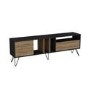 Walnut and Black Large TV Stand 