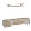 White and Oak TV Stand with Wall Hanging Unit