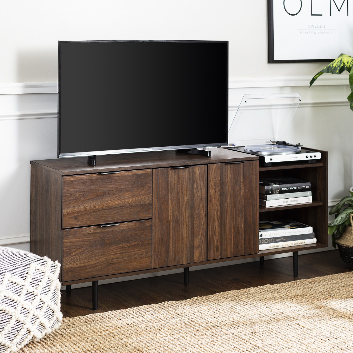 Foster Modern Storage TV Stand in Dark Walnut