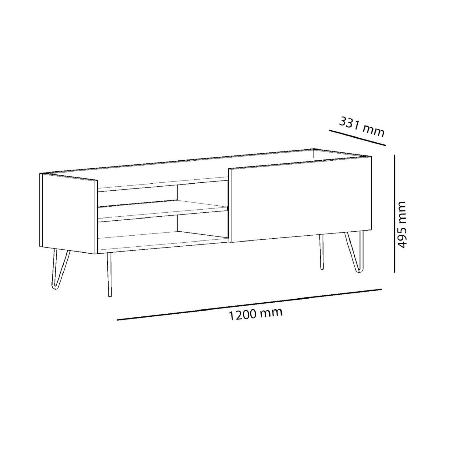 Vital Oak and Grey TV Stand with Metal Legs FOL103060 Appliances Direct