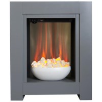 Adam Monet Grey Freestanding Electric Inset Fireplace Suite With Pebble Bowl 23 Inch