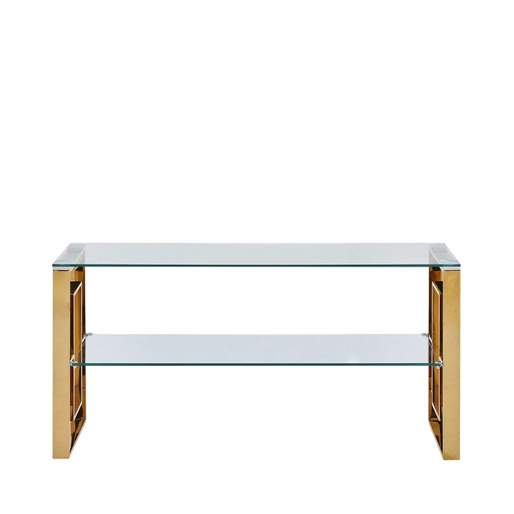 Zoe Glass & Gold Effect TV Stand - TV's up to 50" - Aurora Boutique