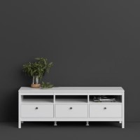 Madrid White 3 Drawer TV Stand - Furniture to Go
