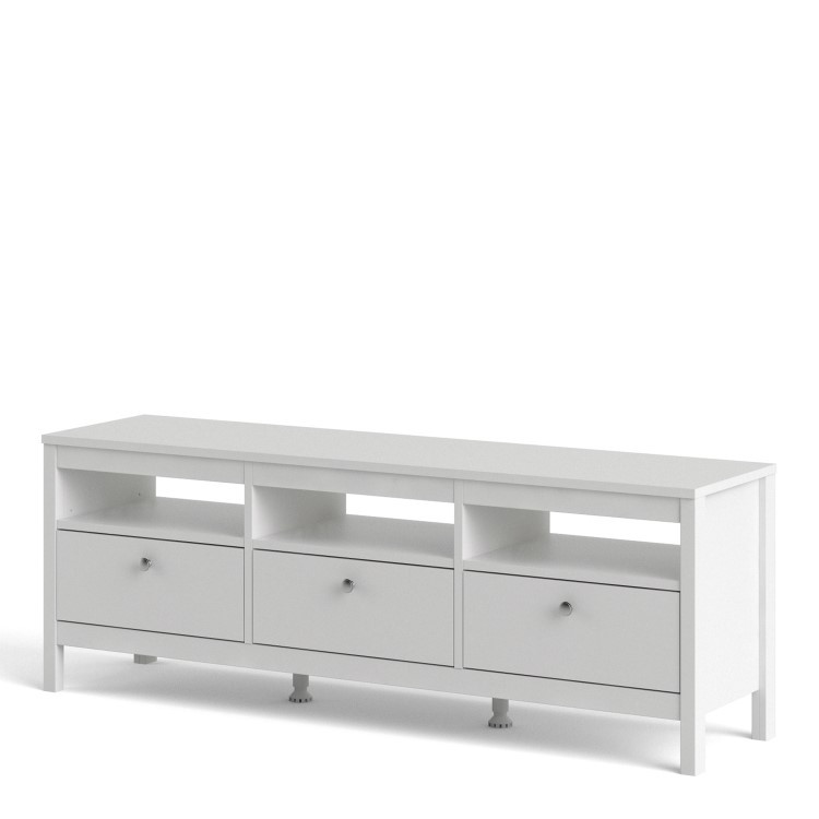 Madrid White 3 Drawer TV Stand - Furniture to Go