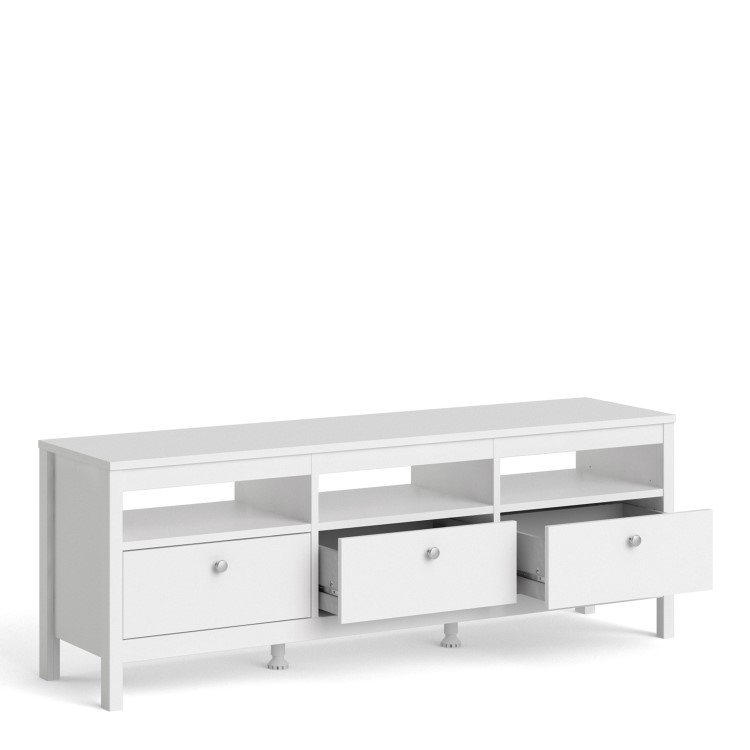 Madrid White 3 Drawer TV Stand - Furniture to Go