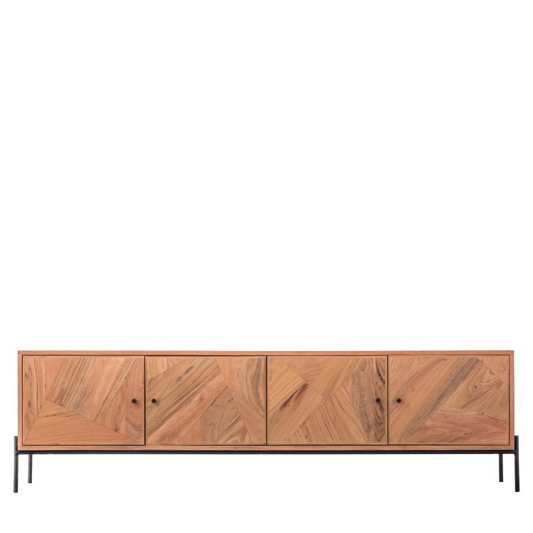 Large Acacia Wood TV Stand with Storage - TV's up to 70" - Caspian House