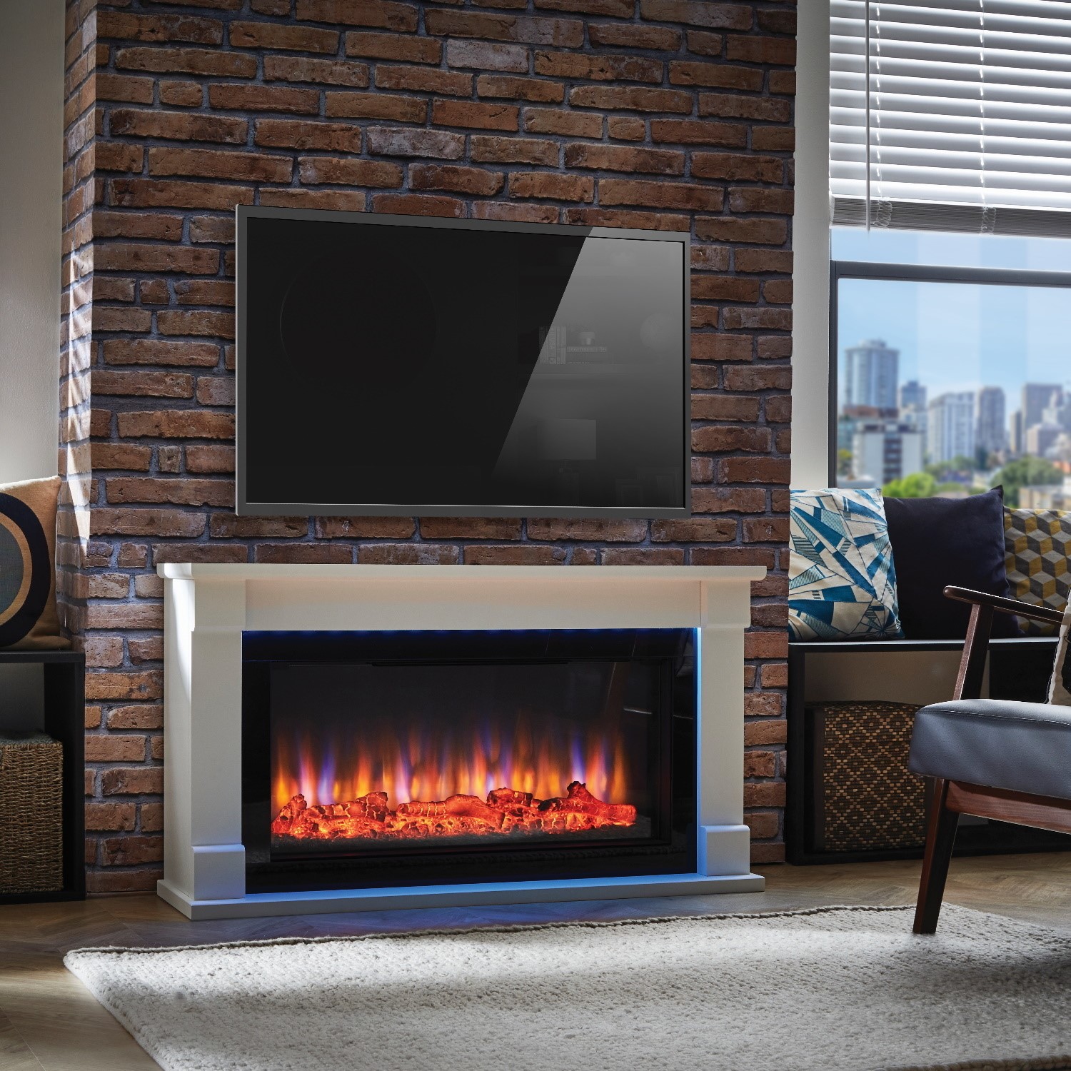 Suncrest Bradbury Electric Fireplace Suite With Down Lights BRD1025