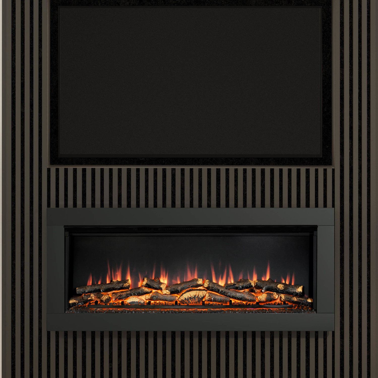 Inset Fire Be Modern Flare Avella Grande Black Inset Electric Media Wall Fireplace ...