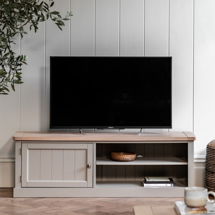 Large Sage Green Wooden TV Stand with Storage - TV's up to 55" - Eton - Caspian House
