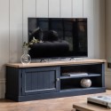 FOL105434 Large Navy Blue Wooden TV Stand with Storage - TV's up to 55" - Eton - Caspian House