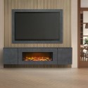 FOL106074 Acantha Orion XO Electric Floating Media Wall Suite in Slate Effect with TV Board & Natural Oak Wall Panels