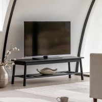 Large Black TV Stand with Shelf - TV's up to 65" - Wycombe - Caspian House Large Black TV Stand with Shelf - TV's up to 65" - Wycombe - Caspian House