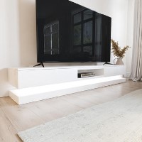 Extra Large White Gloss TV Stand with LEDs- TV's up to 80