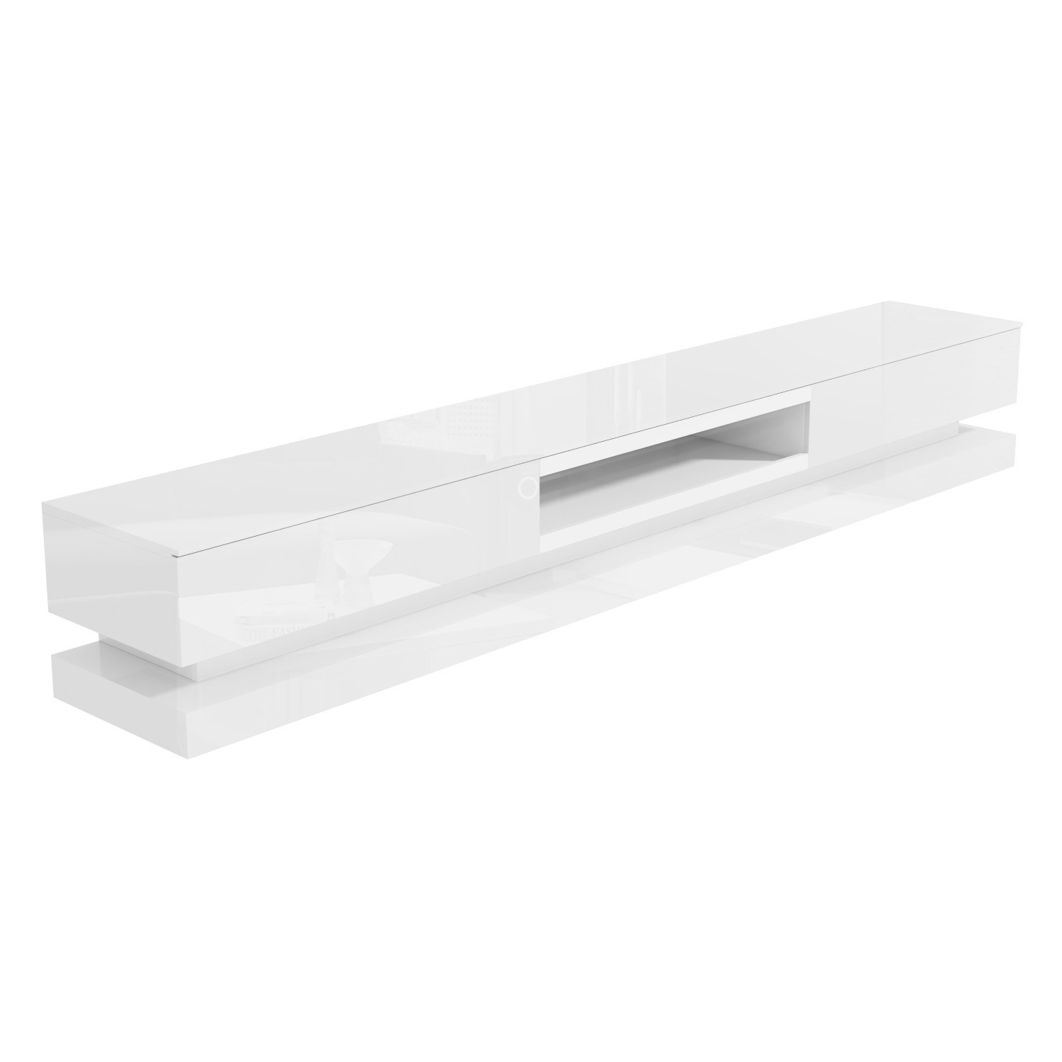 Extra Large White Gloss TV Stand with LEDs TV's up to 70" Evoque